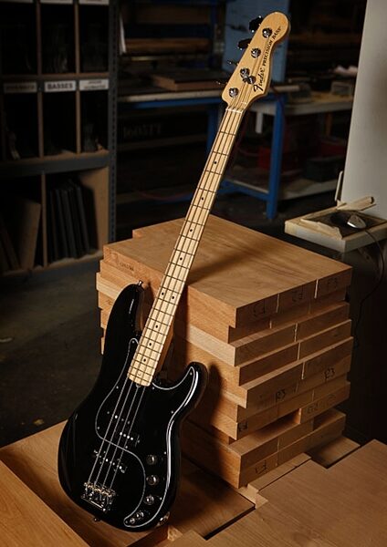open zoom image for Fender American Deluxe Precision Electric Bass (Maple with Case), Black - Glamour View