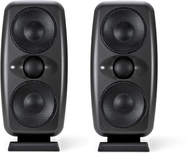 open zoom image for IK Multimedia iLoud MTM MKII Studio Monitor, Pair, Black, includes ARC mic, Main with all components Front