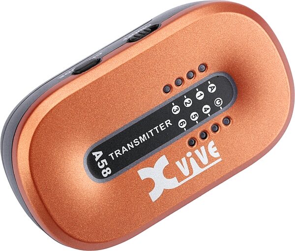 open zoom image for Xvive A58 Digital 5.8 GHz Wireless Guitar System, Orange, Transmitter Folded