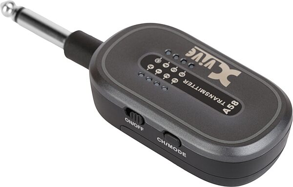 open zoom image for Xvive A58T 5.8GHz Digital Wireless Guitar Transmitter, New, Action Position Back