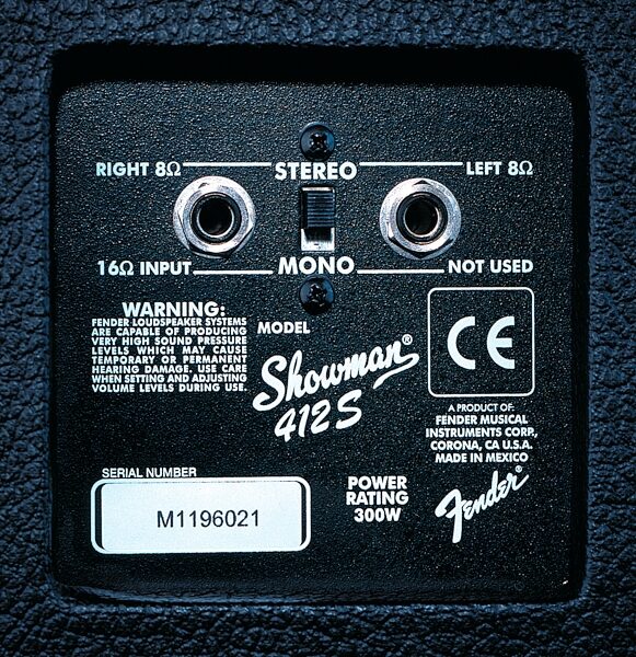 open zoom image for Fender Showman 4x12 Stereo Guitar Cabinet, Back Panel