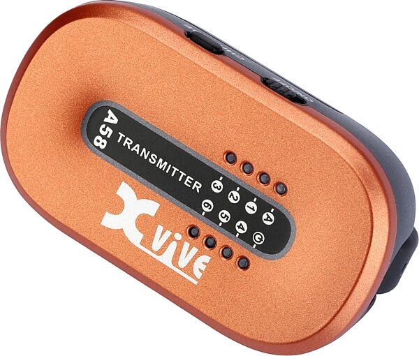 open zoom image for Xvive A58 Digital 5.8 GHz Wireless Guitar System, Orange, Transmitter Folded