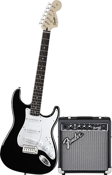 open zoom image for Squier Stop Dreaming Start Playing Set with Affinity Series Stratocaster and Fender Frontman 10G Amplifier, Black