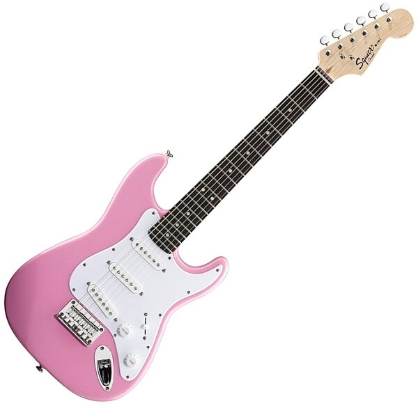 open zoom image for Squier Mini Bullet Stratocaster Electric Guitar, with Rosewood Fingerboard, Pink