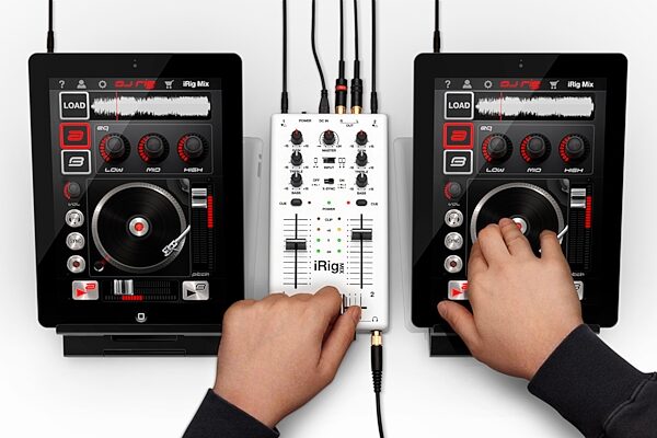 open zoom image for IK Multimedia iRig Mix Mixer for iDevices, In Use with DJ Rig