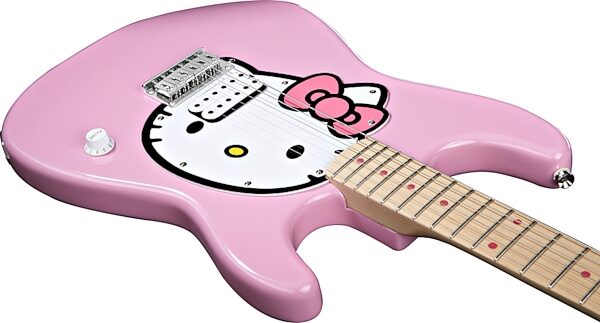 open zoom image for Squier Hello Kitty Stratocaster Electric Guitar, Pink Angle