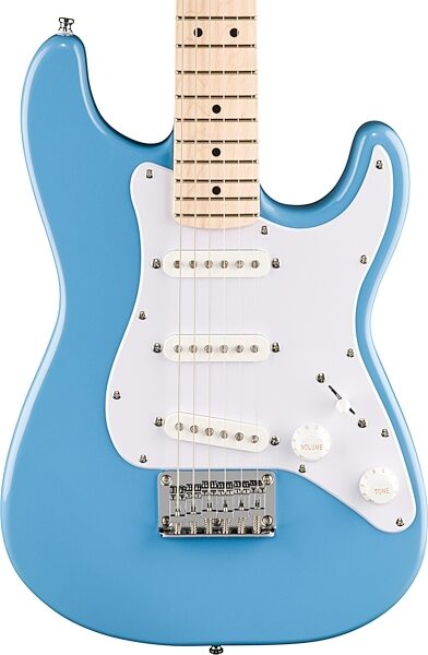 open zoom image for Squier Mini Stratocaster Electric Guitar, with Maple Fingerboard, California Blue, Action Position Back