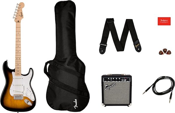 open zoom image for Squier Sonic Stratocaster Electric Guitar Pack, 2-Tone Burst, Main