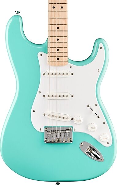 open zoom image for Squier Sonic Stratocaster Hard Tail Maple Neck Electric Guitar, Sea Foam Green, Action Position Back