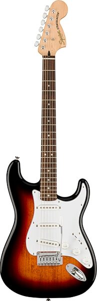 open zoom image for Squier Affinity Stratocaster Electric Guitar, with Laurel Fingerboard, 3-Color Sunburst, Action Position Back