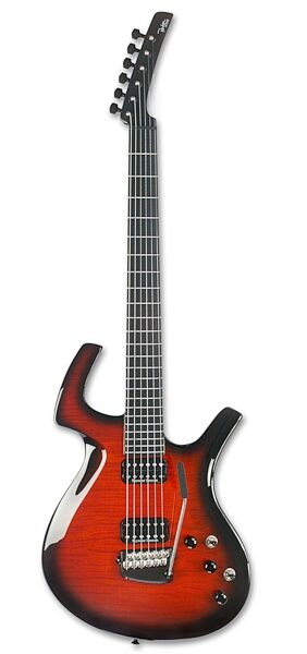 open zoom image for Parker Fly Mojo Flame Top Electric Guitar (with Case), Black Cherry Burst