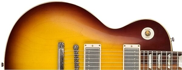 open zoom image for Gibson Custom Shop Historic 1958 Les Paul Plain Top VOS Electric Guitar (with Case), Washed Cherry Closeup
