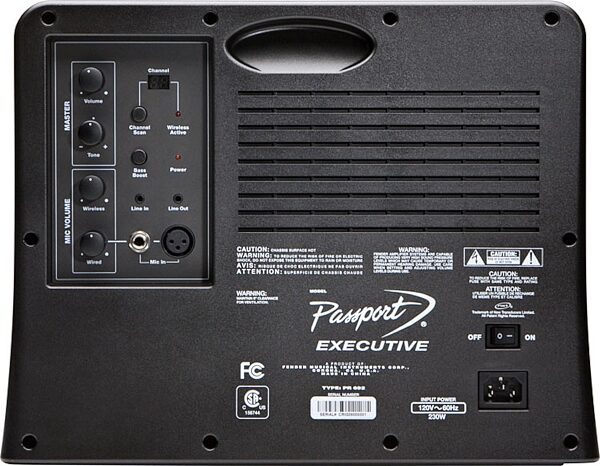 open zoom image for Fender Passport Executive PA Portable Sound System (with Wireless Microphone and Deluxe Carry Bag), Rear
