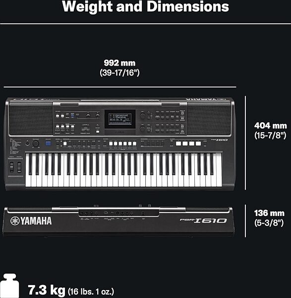 open zoom image for Yamaha PSR-I610 Portable Keyboard, Open Box (Like New), Action Position Back
