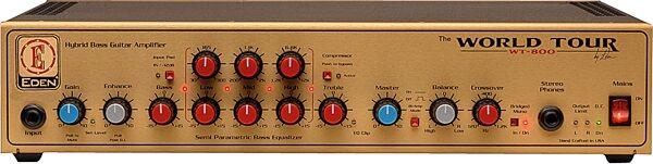 open zoom image for Eden WT800 World Tour Hybrid Bass Amplifier Head (2x440 Watts), Front