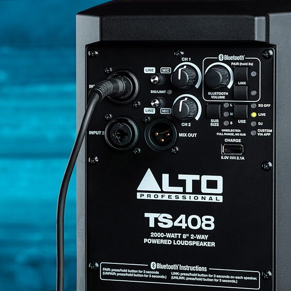 open zoom image for Alto Professional TS408 Powered Loudspeaker, Single, Action Position Back