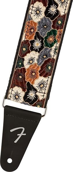 open zoom image for Fender Wild Bloom Guitar Strap, Brown, Action Position Back