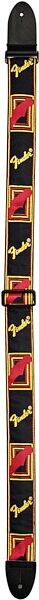 open zoom image for Fender Monogram Guitar Strap, Black, Light Gray, and Medium Blue, Black, Yellow, Red