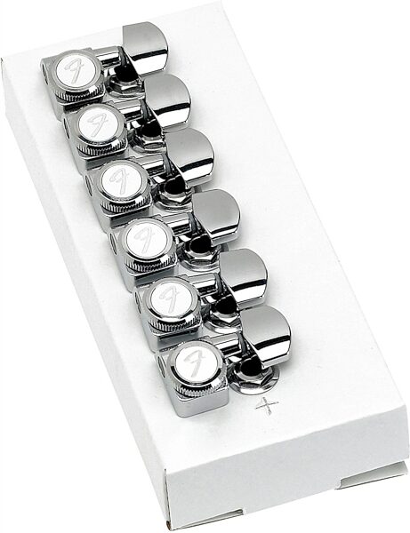 open zoom image for Fender Locking Tuning Machines, 6-Pack, Chrome, Action Position Back