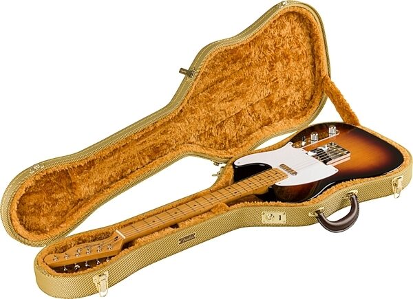 open zoom image for Fender Telecaster Thermometer Hardshell Case, Tweed, Action Position Back