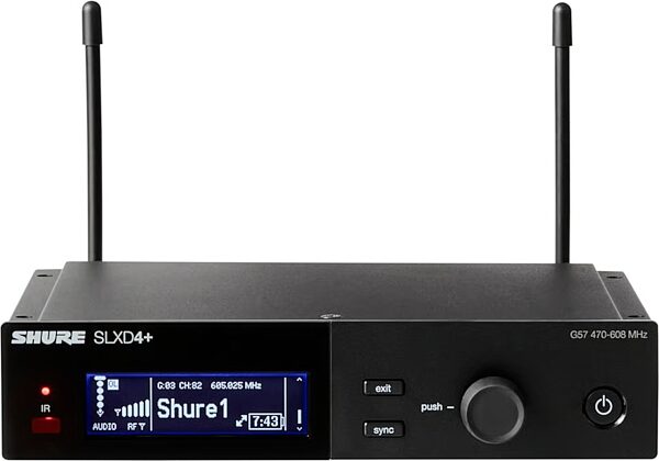 open zoom image for Shure SLXD124+/85M Single-Channel Combo Wireless System with SM58 Handheld Mic and WL185m Lavalier Mic, Band G57 (470 - 608 MHz), Open Box (Very Good), Receiver