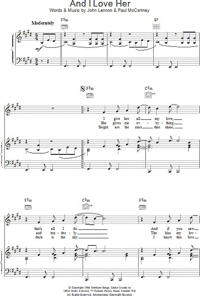 open zoom image for And I Love Her - Piano/Vocal/Guitar, New, Main
