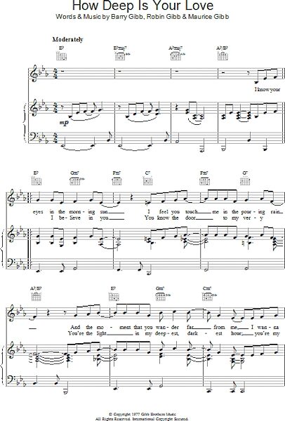 open zoom image for How Deep Is Your Love - Piano/Vocal/Guitar, New, Main