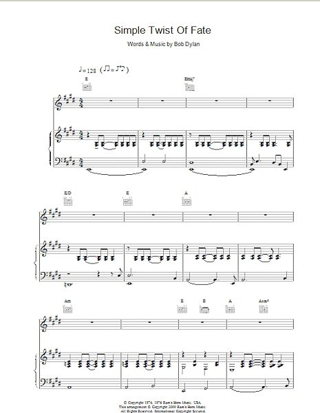 open zoom image for Simple Twist Of Fate - Piano/Vocal/Guitar, New, Main