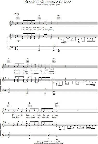 open zoom image for Knockin' On Heaven's Door - Piano/Vocal/Guitar, New, Main