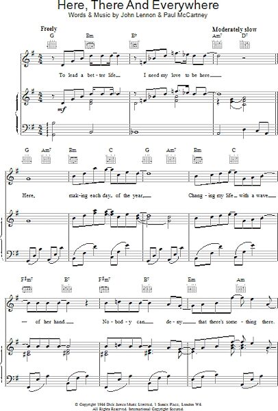 open zoom image for Here, There and Everywhere - Piano/Vocal/Guitar, New, Main