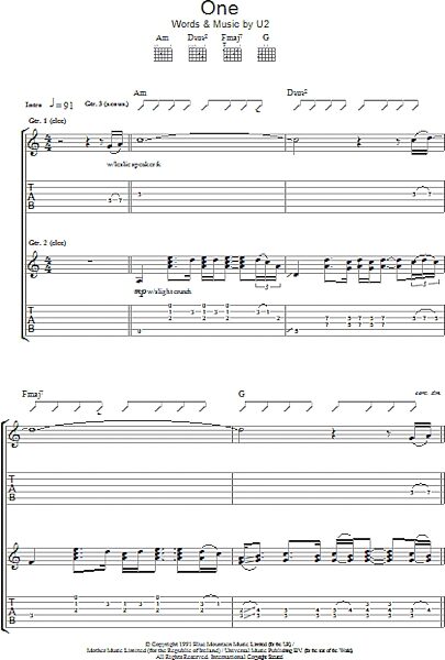 open zoom image for One - Guitar TAB, New, Main