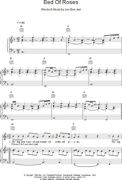 open zoom image for Bed Of Roses - Piano/Vocal/Guitar, New, Main