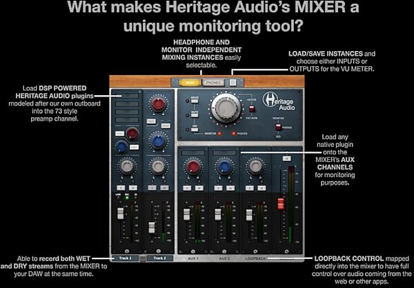 open zoom image for Heritage Audio i73 Pro One 2x4 USB Audio Interface, Open Box (Good), Heritage Audio Mixer Software