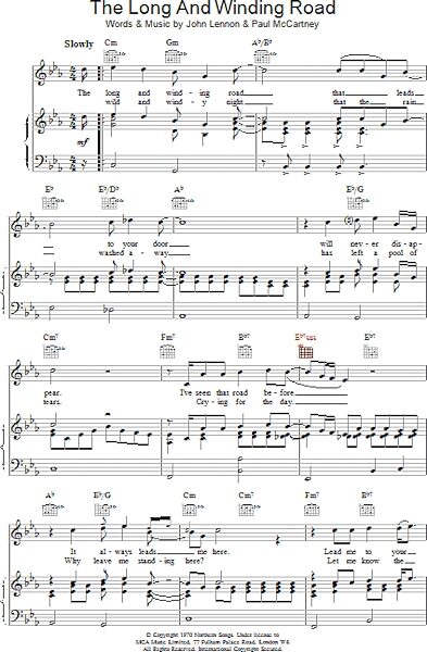 open zoom image for The Long And Winding Road - Piano/Vocal/Guitar, New, Main
