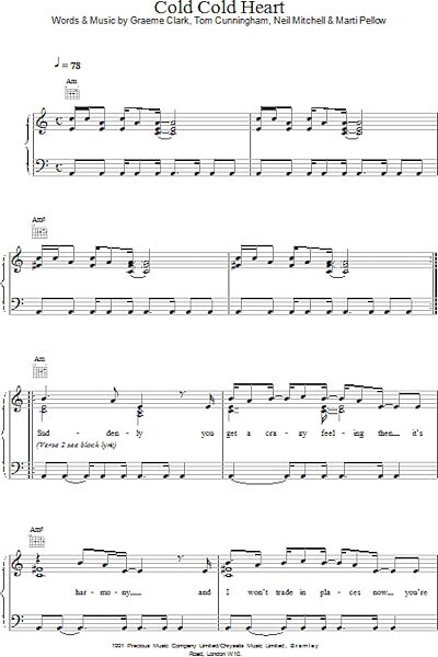 open zoom image for Cold Cold Heart - Piano/Vocal/Guitar, New, Main