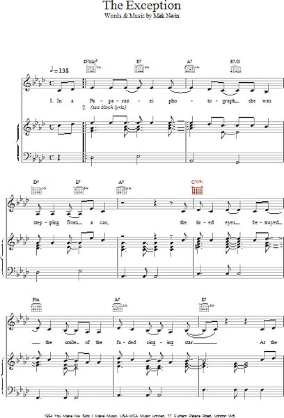open zoom image for The Exception - Piano/Vocal/Guitar, New, Main