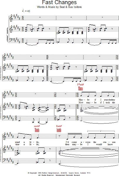 open zoom image for Fast Changes - Piano/Vocal/Guitar, New, Main