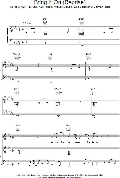 open zoom image for Bring It On (Reprise) - Piano/Vocal/Guitar, New, Main
