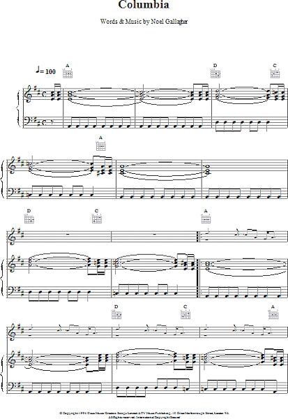 open zoom image for Columbia - Piano/Vocal/Guitar, New, Main