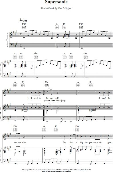 open zoom image for Supersonic - Piano/Vocal/Guitar, New, Main
