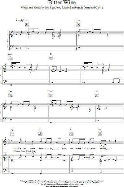 open zoom image for Bitter Wine - Piano/Vocal/Guitar, New, Main