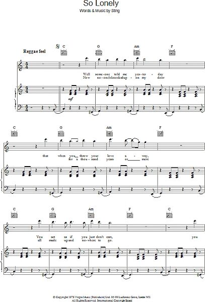 open zoom image for So Lonely - Piano/Vocal/Guitar, New, Main