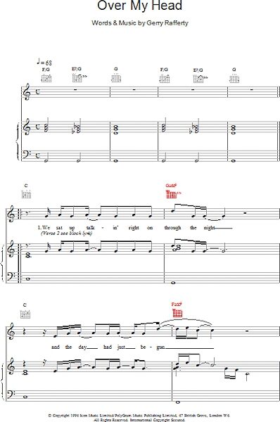 open zoom image for Over My Head - Piano/Vocal/Guitar, New, Main