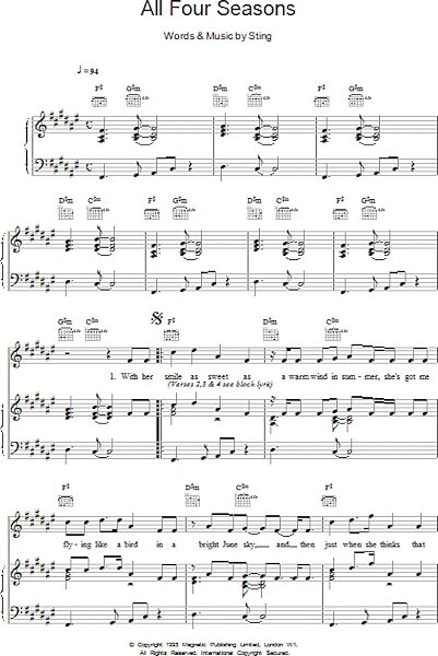 open zoom image for All Four Seasons - Piano/Vocal/Guitar, New, Main