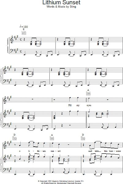open zoom image for Lithium Sunset - Piano/Vocal/Guitar, New, Main