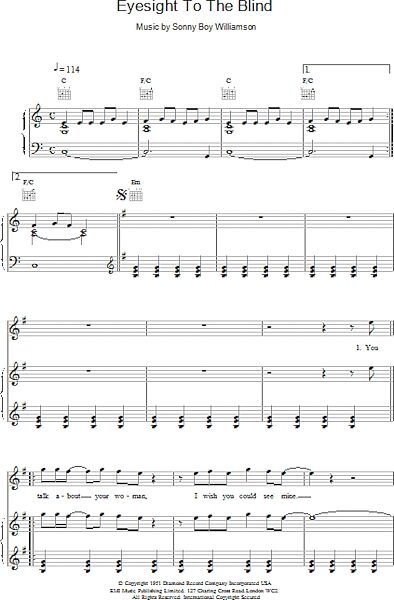 open zoom image for Eyesight To The Blind - Piano/Vocal/Guitar, New, Main