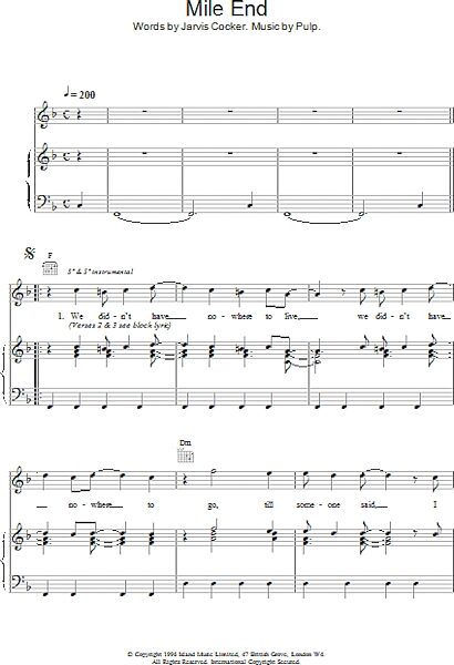 open zoom image for Mile End - Piano/Vocal/Guitar, New, Main