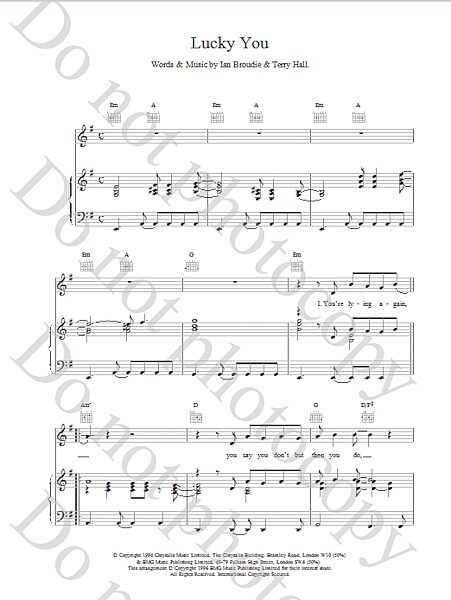 open zoom image for Lucky You - Piano/Vocal/Guitar, New, Main