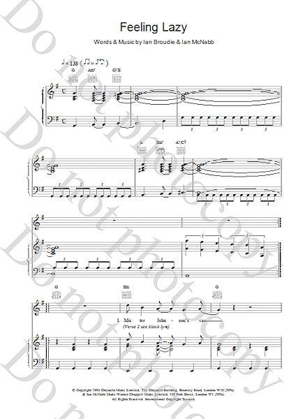 open zoom image for Feeling Lazy - Piano/Vocal/Guitar, New, Main
