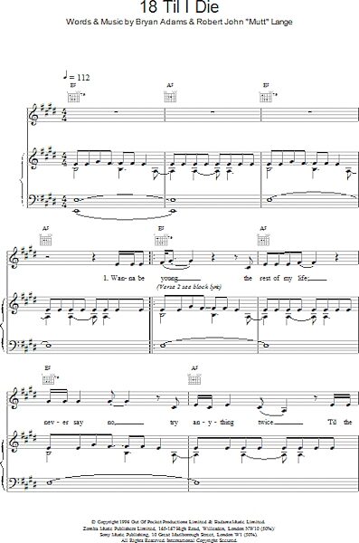 open zoom image for 18 Til I Die - Piano/Vocal/Guitar, New, Main